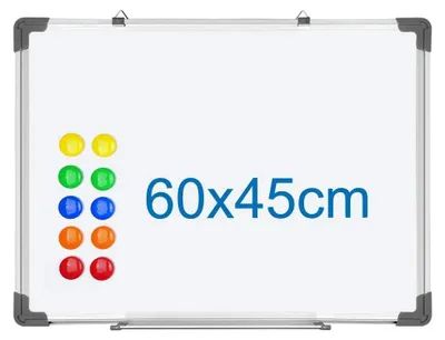 Immagine prodotto di Lavagna bifacciale bianca, dimensioni 60x45 cm, con 12 magneti