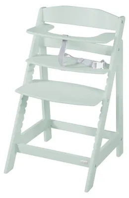 Produktbild von roba Babyhochstuhl Sit Up Flex - Mitwachsender Hochstuhl aus Holz - Verstellbarer Kinderhochstuhl mit Schrittgurt - ab 6 Monaten bis 70 kg - Mintgrün