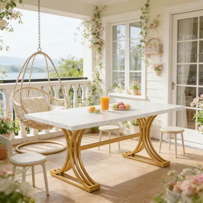Image de Grande table de cuisine moderne, table à manger rectangulaire et table de travail : une table polyvalente idéale pour la cuisine et le bureau