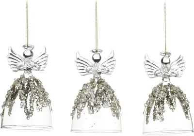 Produktbild von Goodwill Weihnachtskugel Engel Glas Gold 9 cm Vorteilssortierung pro 3 Stück