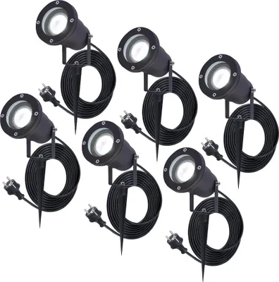 Produktbild von hoftronic LED Gartenstrahler Sydney 4W 345lm 6500K Schwarz 6er Set IP65