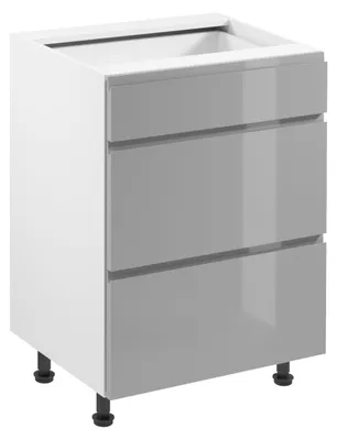 Image de Meuble bas à tiroirs ARBOR - largeur 60 cm, gris brillant/blanc