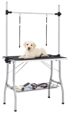 Image de Table de toilettage réglable pour chiens avec panier