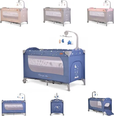 Produktbild von Cangaroo Reisebett Once upon a time, 2 Ebenen, Seiteneingang, Matratze, Mobile blau