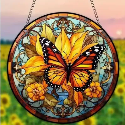 Image de Attrape-Soleil Papillon Majestueux en Verre Vitrail - Type5 KP31517