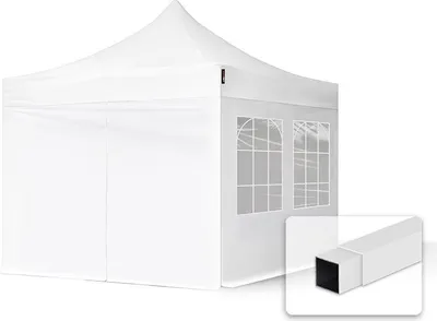 Zdjęcie produktu dla 3x3 m Namiot Ekspresowy ECONOMY Stal 30 mm, ze ścianami bocznymi, okna kwadratowe , biały