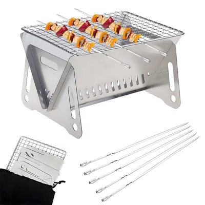 Productafbeelding van Solidchoice - Draagbare Grill met 5 Barbecue Vorken - Ideaal voor Buiten