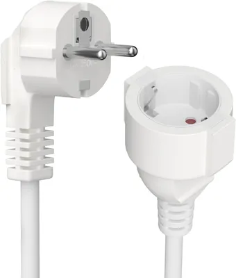 Produktbild von Verlängerungskabel - 2 m - Geerdeter Stecker - IP20 - Kabelverlängerung - 250 V - 16 A - 3680 W - H05VV-F 3G - 1,5 mm² - Weiß