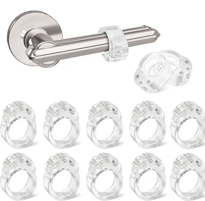 Produktbild von 12-teiliges Set Türgriffschoner, Türgriffstopper, transparente Türstopper zum Schutz von Fenstergriffen, Wänden und Möbeln, einfach zu montieren