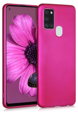 Produktbild von kwmobile Handyhülle für Samsung Galaxy A21s Hülle - Silikon Case metallisch schimmernd - Schutzhülle Cover - Metallic Pink