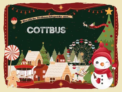 Produktbild von vianmo Holzschild 30x40 cm Weihnachtsgrüße aus COTTBUS Weihnachten