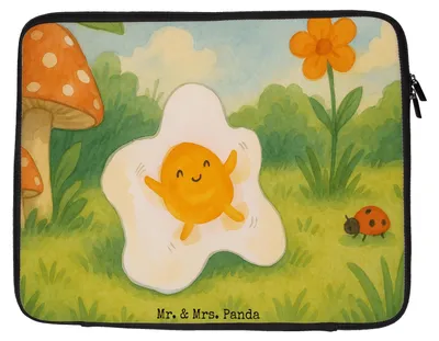 Produktbild von Mr. & Mrs. Panda Laptop Tasche Spiegelei Ei Design 33 x 42 cm - Weiß - Geschenk, Tag, Glücklich, Lustige Sprüche, Schön, Laptoptasche, Hülle, Liebe, Schutzhülle, Sleeve