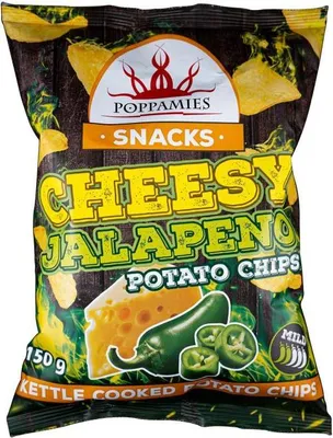 Produktbild von Poppamies Snacks Cheesy Jalapeno Potato Chips 150g (MHD 05.06.2026)