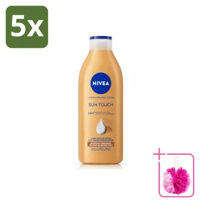 Imagen del producto de 5 unidades de loción corporal bronceadora NIVEA Sun Touch – 400 ml – Paquete ahorro