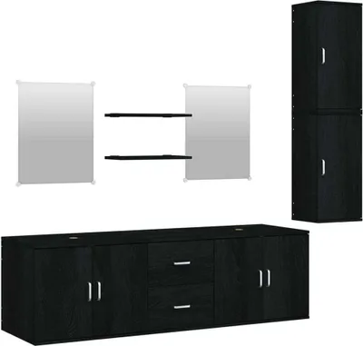 Image de Ensemble de meubles salle de bain 7 pcs noir bois d'ingénierie