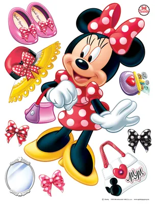 Image de Sticker mural Disney Minnie Mouse rouge, blanc et jaune - 600100 - 65 x 85 cm