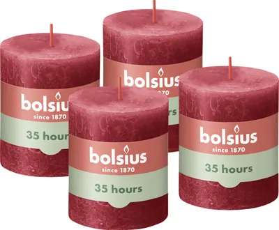 Produktbild von Bolsius Rustik Stumpenkerzen - Elfenbein - 4 Stück - 8 x 7 cm - Dekorative Haush