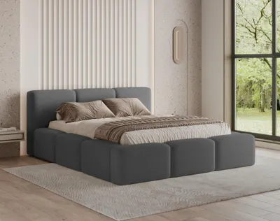 Produktbild von Chilly Polsterbett Como Dunkelgrau Bouclé-Stoff 200x200 cm mit Stauraum