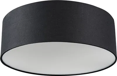 Produktbild von Qazqa led Modern Stoff Deckenleuchte, Deckenlampe - Drum Led - Schwarz, Rund, 2700K, warmweiß, 30cm, Ideal als Flur, Schlafzimmerlampe und Wohnzimmerlampe