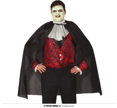 Produktbild von Vampir Umhang Halloween 19 Jahrhundert Schwarz Eleganz Maskerade, Farbe: Schwarz