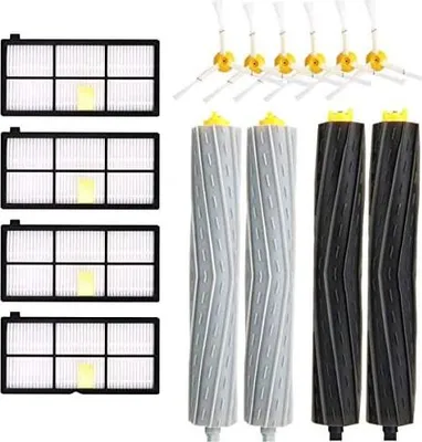 Produktbild von YanBan Ersatzteile Kit für iRobot Roomba 800 805 860 861 865 866 870 871 880 885 886 890 896 900 960 980 990 Staubsauger Zubehör mit 6pcs Seitenbürsten + 4pcs HEPA Filter + 2pcs Rollen Borstenbürste