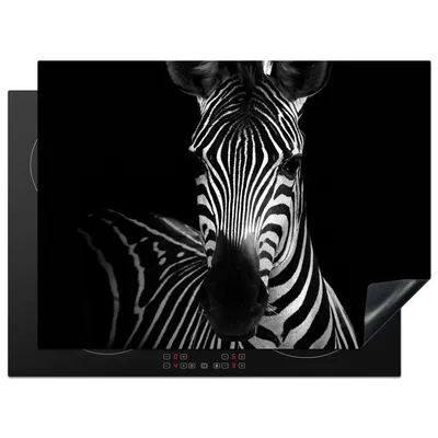 Produktbild von KitchenYeah© Herdabdeckplatte Zebra - Schwarz - Weiß - Tiere , 71x52cm, Küche Deko, Glaskeramikkochfeld Herdabdeckung, Abdeckplatte fùr Kochfeld