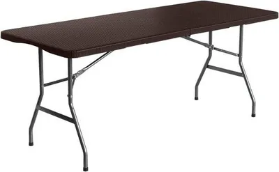 Produktbild von Klapptisch 180 cm - Tragbarer Tisch mit Rattanoptik für Innen und Außen