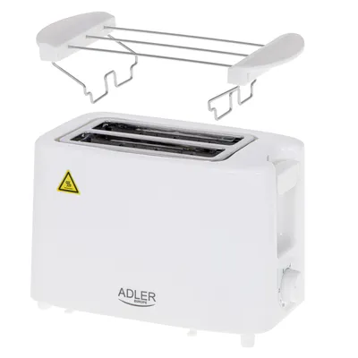 Zdjęcie produktu dla Adler | Toster | Ad 3223 | Moc 750 W | Liczba Gniazd 2 | Materiał Obudowy Plastik | Biały