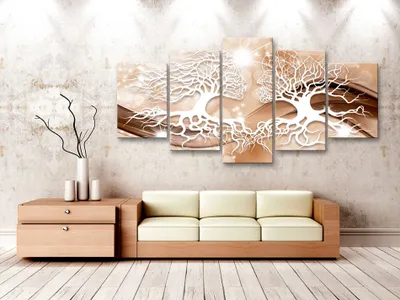 Produktbild von Akustikbild Abstrakt Baum 200x100 cm Bilder Akustikschaum Hochleistungsschallabsorber Schallschutz Leinwand 5 tlg Wandbild Raumakustik Schalldämmung h-A-0064-b-o