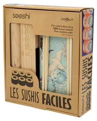 Sushi-Set aus Bambus mit Apparat, Stäbchen & Rezeptbuch