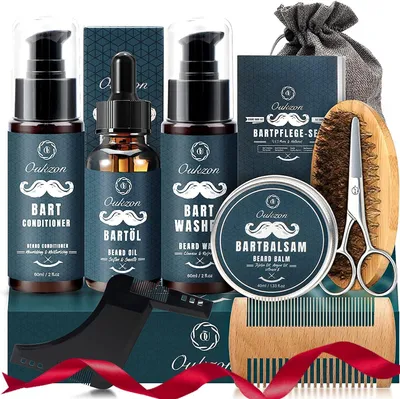 Produktbild von Bartpflege-Set 10 in 1, Bartshampoo, Bartöl, Bartkamm, für Männer