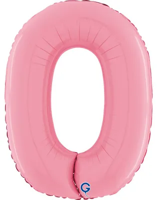Immagine prodotto di Numero gigante palloncino in foil 26"/66 cm | Rosa pastello Numero: 0