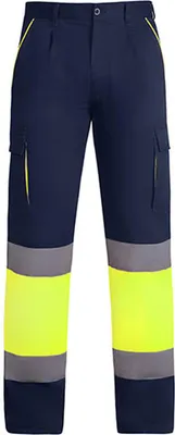 Produktbild von Roly Workwear HV9321 | Trousers Enix Arbeitshose Herren - Farbe: Navy Blue 55/Fluor Yellow 221 - Größe: 46