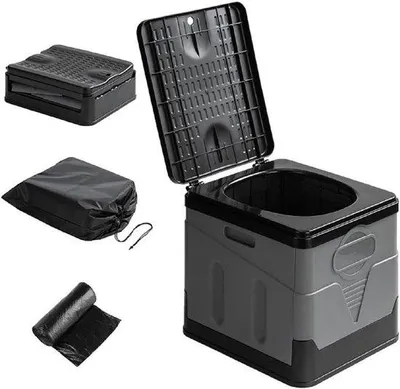 Productafbeelding van Opvouwbaar Toilet - Mobiel Kamperen - Buiten Activiteiten - Met Deksel - 1.5 Kilogram - Grijs