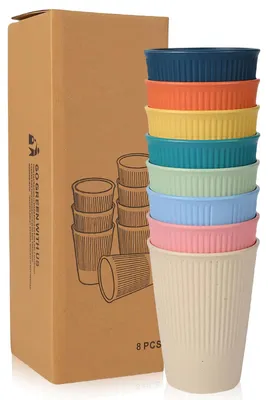 8er-Set Trinkbecher aus PP, unzerbrechlich, BPA-frei, 350 ml, bunt