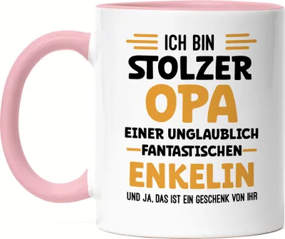 Produktbild von Ich bin stolzer Opa Tasse Rosa Geschenk Geburtstag Weihnachten Enkelin