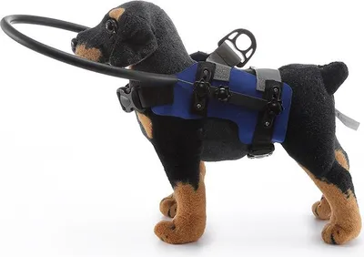 Produktbild von Sicherheits Hundegeschirr für Blindenhunde, Verstellbar mit Stoßschutzring, Aus elastischem Schaumstoff und robustem Kunststoff