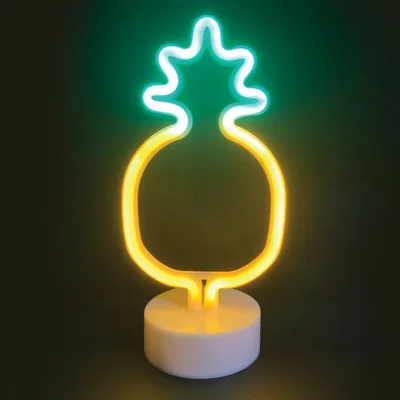 Immagine prodotto di ACA ANANAS - Illuminazione, 41 LED al neon, alimentazione a batterie (3xAA)/USB, verde + giallo, grado di protezione IP20, 13x10x27,8 cm FPINAPPLENEON2A
