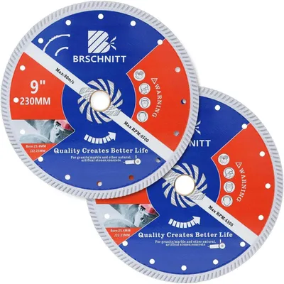 Produktbild von Diamant Trennscheibe Turbo 2 Stück 230mm für Beton, Granit, Marmor, Stahlbeton