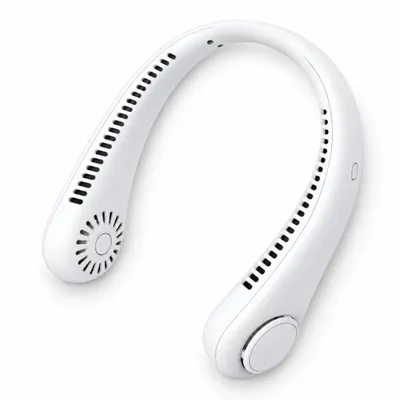 Produktbild von Nackenventilator tragbar – Halsventilator mit USB-Akku, 3 Stufen, flexibler Nackenbügel, freihändig, Neck Fan – Weiß