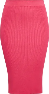 Produktbild von Damen Bleistiftrock mit hohem, figurbetontem Bund und sanft zulaufendem Midi-Saum in Rosa, Größe XXL