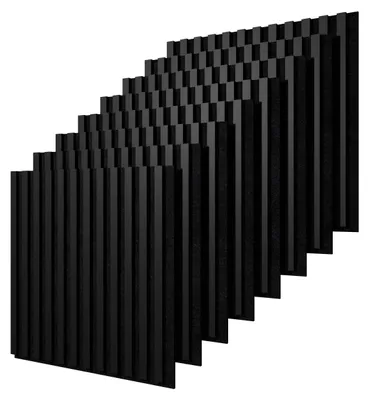 Produktbild von STEGU Linea Acoustic PROline 8er Set Akustikpaneele 60x60,5 cm Holzlamellen MDF Schwarz
