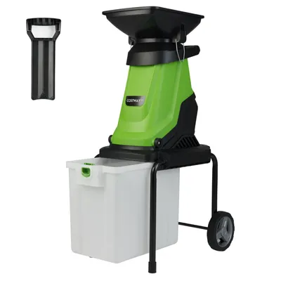 Produktbild von COSTWAY Häcksler Garten 3000 W, Schnittstärke 45mm, Elektro Gartenhäcksler mit Rädern & 50 L Fangbox, kabelgebunden Messerhäcksler, Häcksler Grün