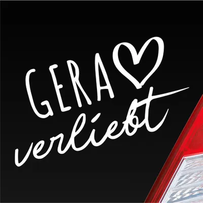 Produktbild von Auto Aufkleber Gera verliebt Herz Stadt Heimat Liebe Car 19x10 cm Weiss Glanz Sticker Heckscheibenaufkleber