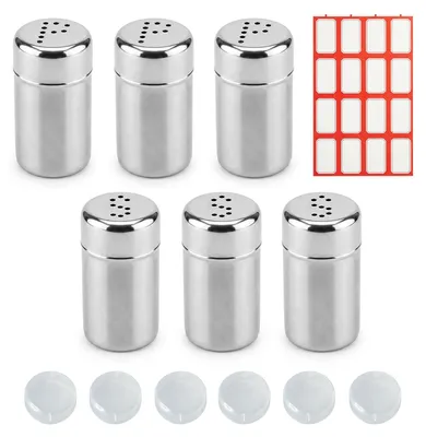 6 Mini-Edelstahl-Salz- und Pfefferstreuer, 15 ml, mit Deckel
