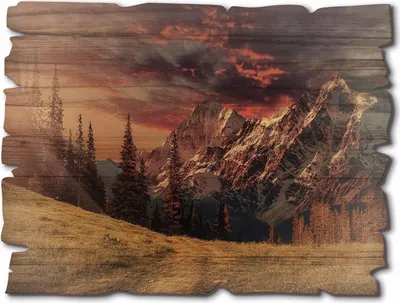 Produktbild von ARTland Holzbild Vintage Alpines Hochland Größe: 40x30 cm