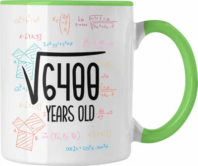 Produktbild von Trendation - 80er Geburtstag Tasse Lustige Geschenkidee zum 80. Geburtstag "Wurzel Aus 6400" (Grün)