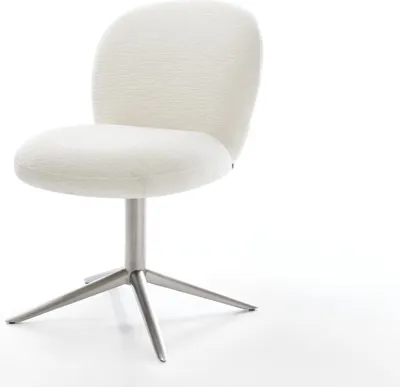 Immagine prodotto di DELIFE sedia girevole Nube-Flex Bouclé Soft Beige base acciaio inox funzione dondolo girevole a 360° nucleo a molle tascabili