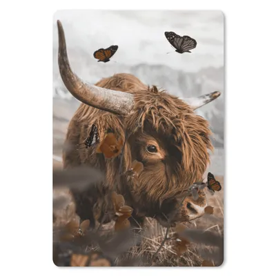 Produktbild von MuchoWow® Mauspad Mousepad Schmetterlinge - Schottische Highlander - Blumen 18x27 cm - Mousepads - Maus Mat - Pad - Mausunterlage