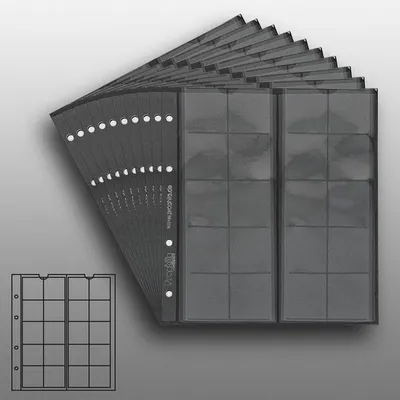 Produktbild von Prophila Collection 10 numismatische Münzhüllen mit schwarzen Zwischenblättern, jeweils 20 Fächer bis 34 mm Ø, z.B. für 2-Euro-, 5-Euro-, 10-Euro-Gedenkmünzen